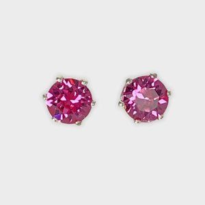 Swarovski Crystal Pink 2 CTW Stud Post  Sterling Silver Earrings